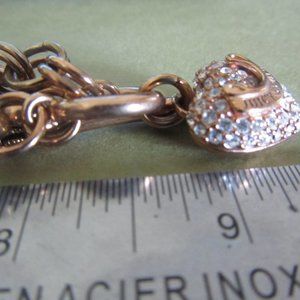 Juicy Couture Gold Tone Toggle Necklace Chunky heart pendant with Cubic Zirconia